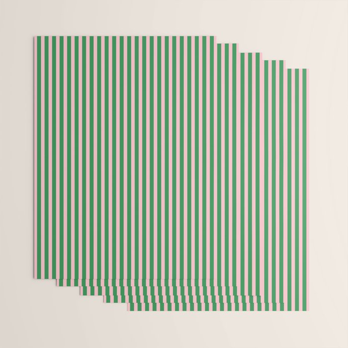 Narrow Stripes Green and Pink Vertical Pattern Wrapping Paper Gallery Image 3