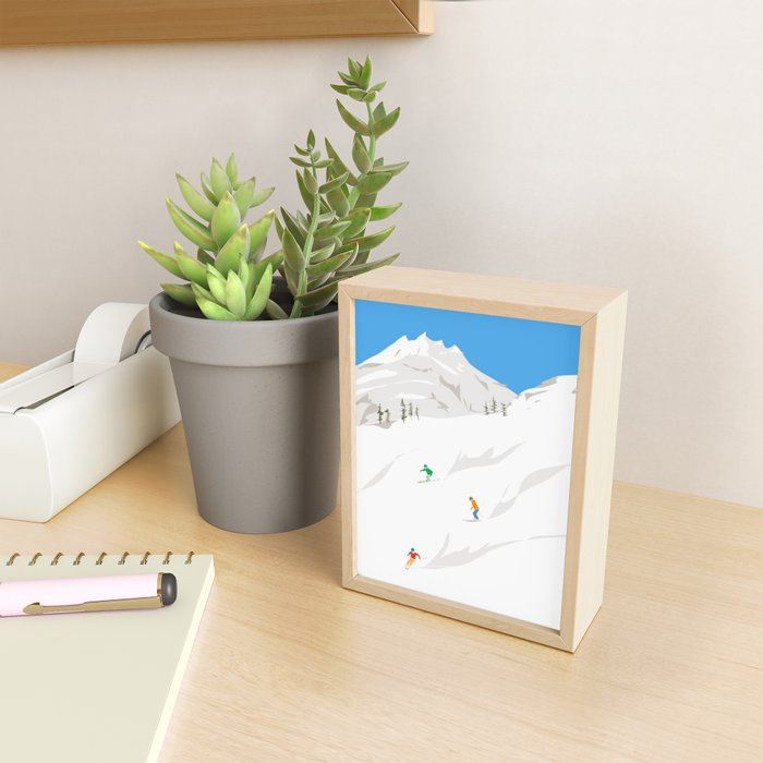 Snowy Mountain Skiers Mini Art Print Gallery Image 2