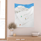 Snowy Mountain Skiers Wall Tapestry Gallery Image 2