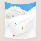 Snowy Mountain Skiers Wall Tapestry Gallery Image 4