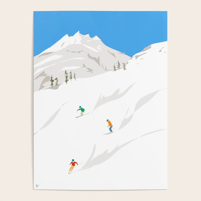 Snowy Mountain Skiers Poster Gallery Image 1