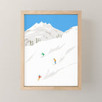 Snowy Mountain Skiers Mini Art Print Gallery Image 1