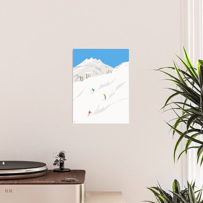 Snowy Mountain Skiers Poster Gallery Image 2