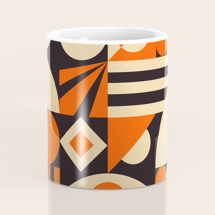 Bauhaus Mid Century Abstract Shapes black and orange  Coffee Mug Gallery Image 4