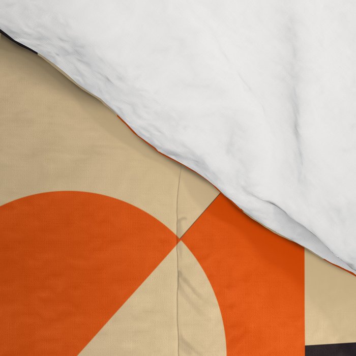 Bauhaus Mid Century Abstract Shapes black and orange  Comforter Gallery Image 4