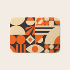Bauhaus Mid Century Abstract Shapes black and orange  Bath Mat Gallery Image 1