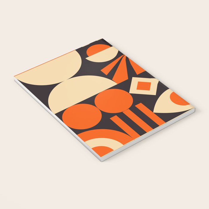 Bauhaus Mid Century Abstract Shapes black and orange  Notebook Gallery Image 3