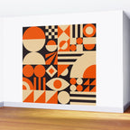 Bauhaus Mid Century Abstract Shapes black and orange  Wall Mural Gallery Image 2