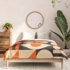 Bauhaus Mid Century Abstract Shapes black and orange  Comforter Gallery Image 3