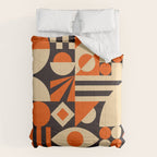 Bauhaus Mid Century Abstract Shapes black and orange  Comforter Gallery Image 6