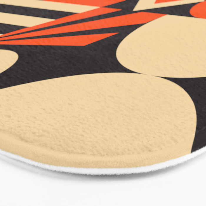 Bauhaus Mid Century Abstract Shapes black and orange  Bath Mat Gallery Image 3
