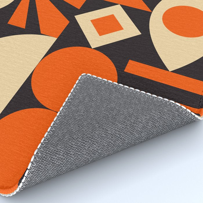 Bauhaus Mid Century Abstract Shapes black and orange  Rug Gallery Image 4