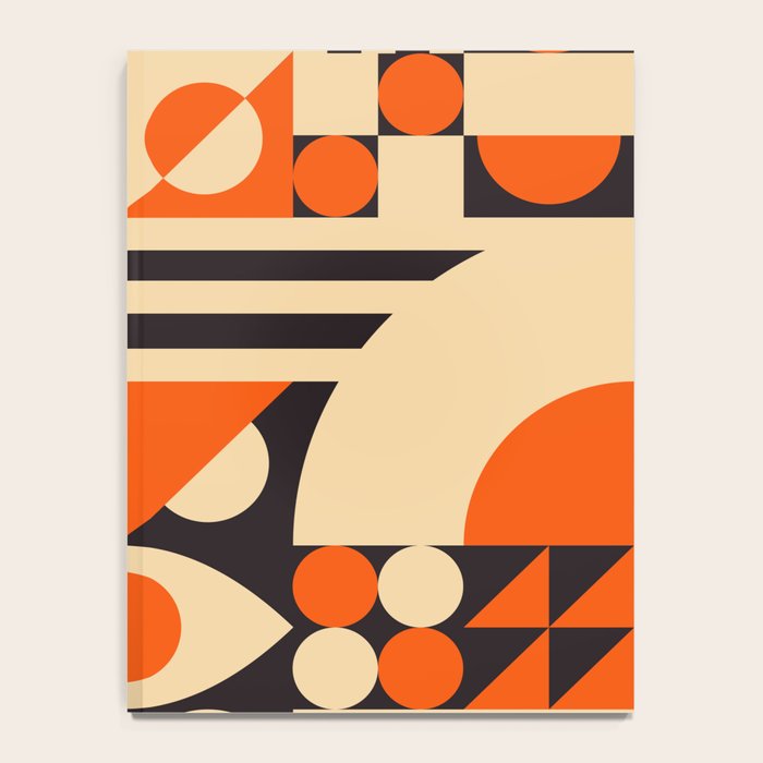 Bauhaus Mid Century Abstract Shapes black and orange  Notebook Gallery Image 4