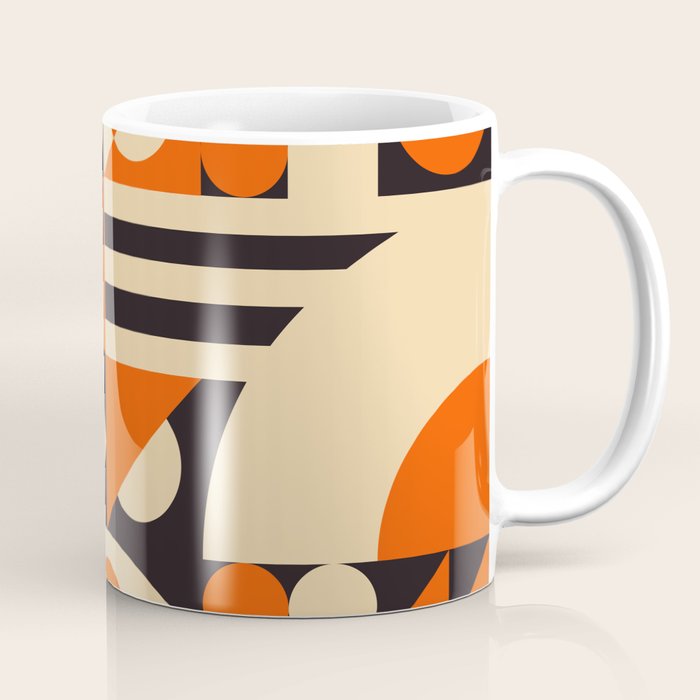 Bauhaus Mid Century Abstract Shapes black and orange  Coffee Mug Gallery Image 1