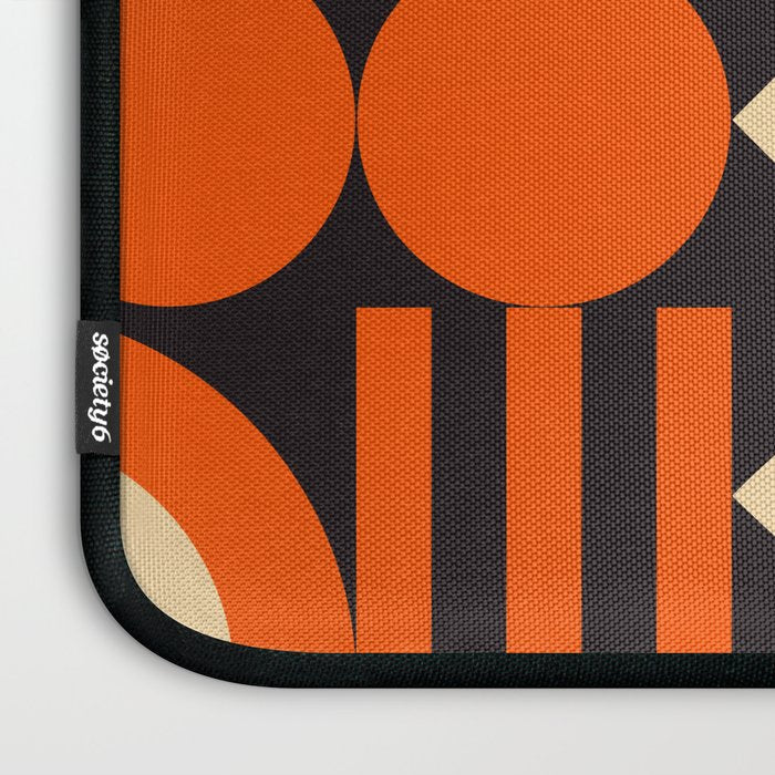Bauhaus Mid Century Abstract Shapes black and orange  Laptop Sleeve Gallery Image 3