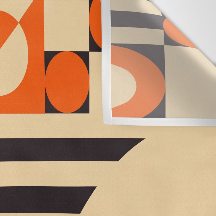 Bauhaus Mid Century Abstract Shapes black and orange  Wall Tapestry Gallery Image 3