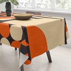 Bauhaus Mid Century Abstract Shapes black and orange  Tablecloth Gallery Image 3