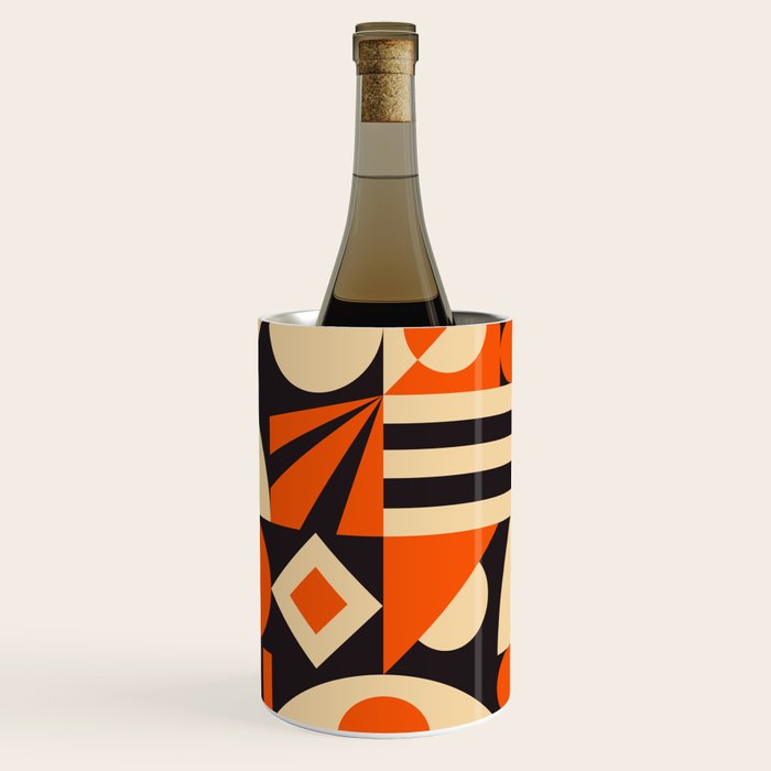 Bauhaus Mid Century Abstract Shapes black and orange  Wine Chiller Gallery Image 1