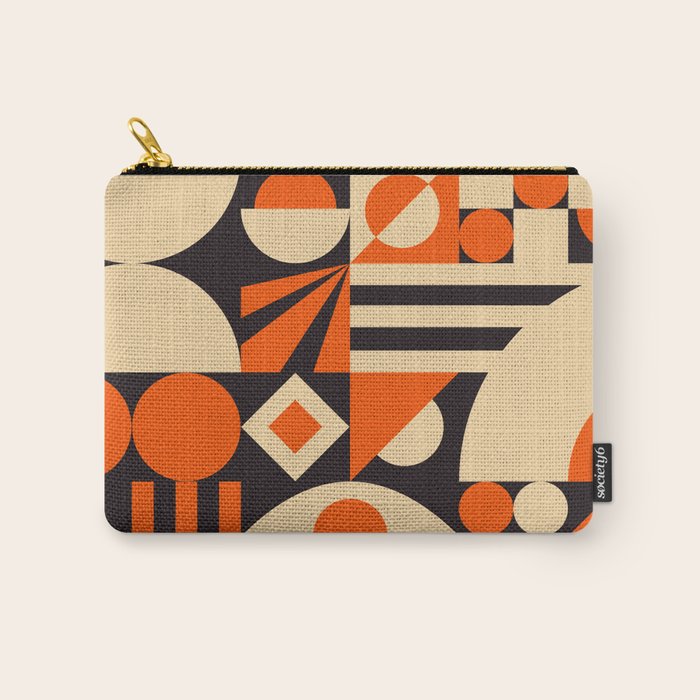 Bauhaus Mid Century Abstract Shapes black and orange  Carry All Pouch Gallery Image 1