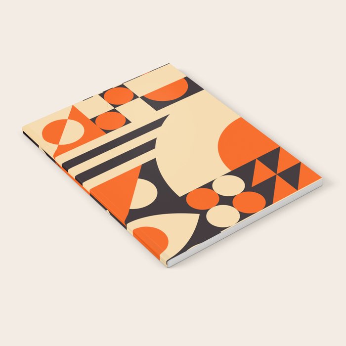 Bauhaus Mid Century Abstract Shapes black and orange  Notebook Gallery Image 2