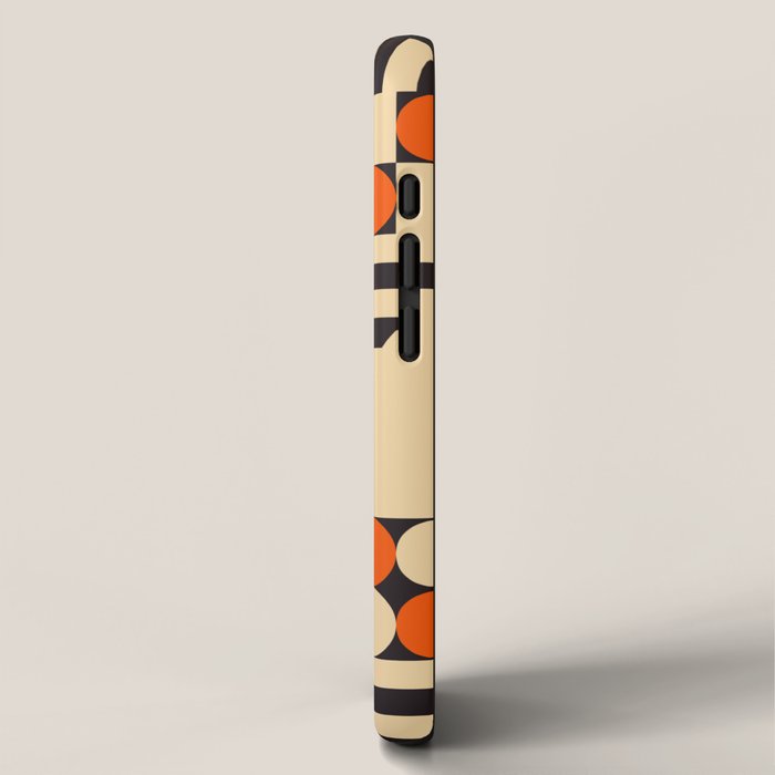 Bauhaus Mid Century Abstract Shapes black and orange  iPhone Case Gallery Image 2