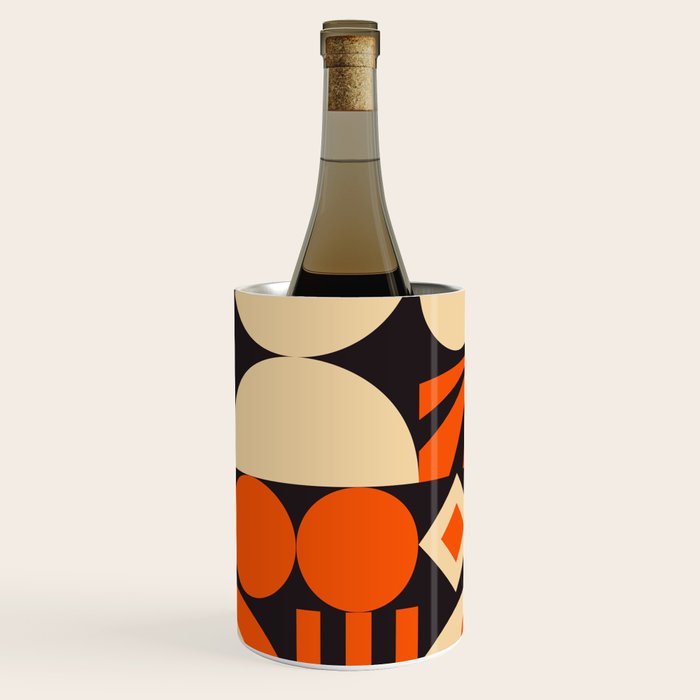 Bauhaus Mid Century Abstract Shapes black and orange  Wine Chiller Gallery Image 2