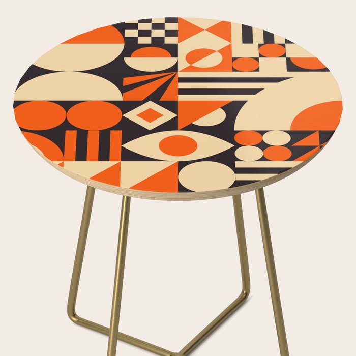 Bauhaus Mid Century Abstract Shapes black and orange  Side Table Gallery Image 2