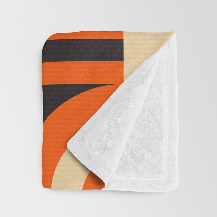 Bauhaus Mid Century Abstract Shapes black and orange  Throw Blanket Gallery Image 3