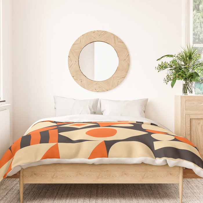 Bauhaus Mid Century Abstract Shapes black and orange  Duvet Cover Gallery Image 3
