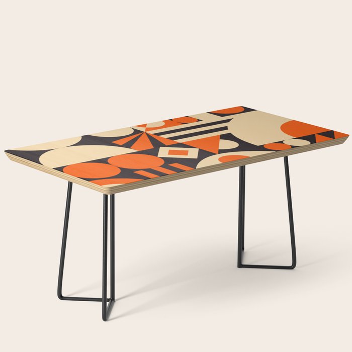Bauhaus Mid Century Abstract Shapes black and orange  Coffee Table Gallery Image 1