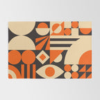 Bauhaus Mid Century Abstract Shapes black and orange  Rug Gallery Image 2