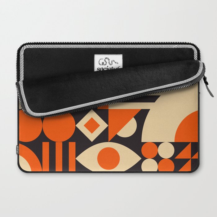 Bauhaus Mid Century Abstract Shapes black and orange  Laptop Sleeve Gallery Image 2