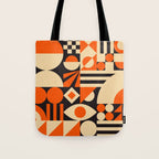 Bauhaus Mid Century Abstract Shapes black and orange  Tote Bag Gallery Image 1
