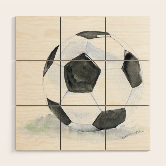 Soccer Ball Watercolor Wood Wall Art Gallery Image 1