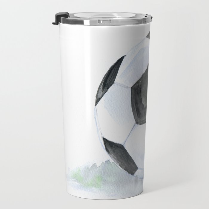 Soccer Ball Watercolor Travel Mug Gallery Image 3