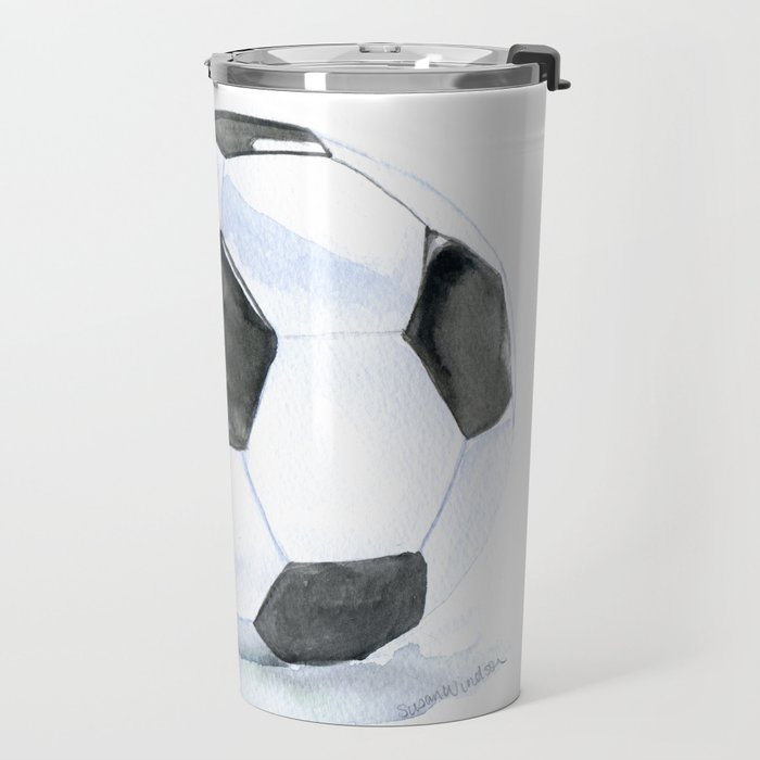 Soccer Ball Watercolor Travel Mug Gallery Image 2