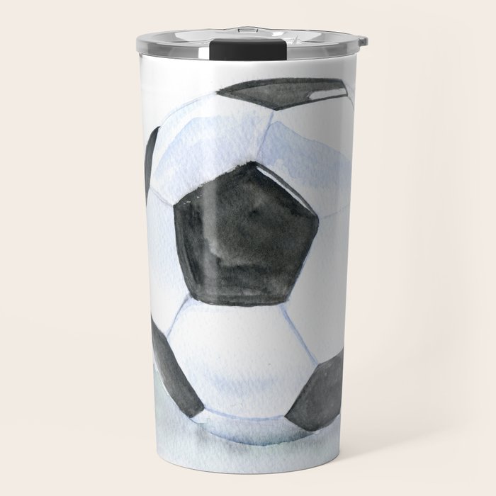 Soccer Ball Watercolor Travel Mug Gallery Image 1