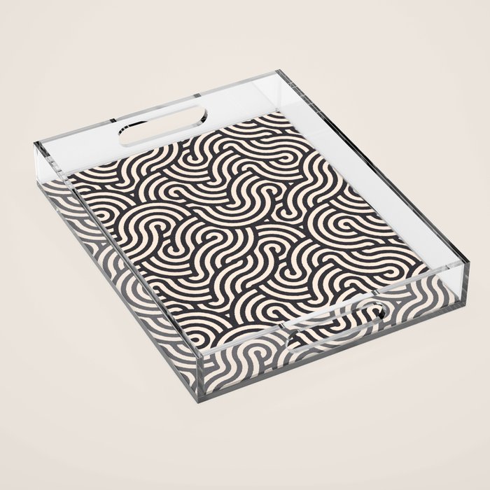 SWIRL Coal and Cream Acrylic Tray Gallery Image 1