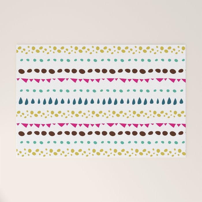 Modern colorful pink orange polka dots stripes patterns Welcome Mat Gallery Image 1