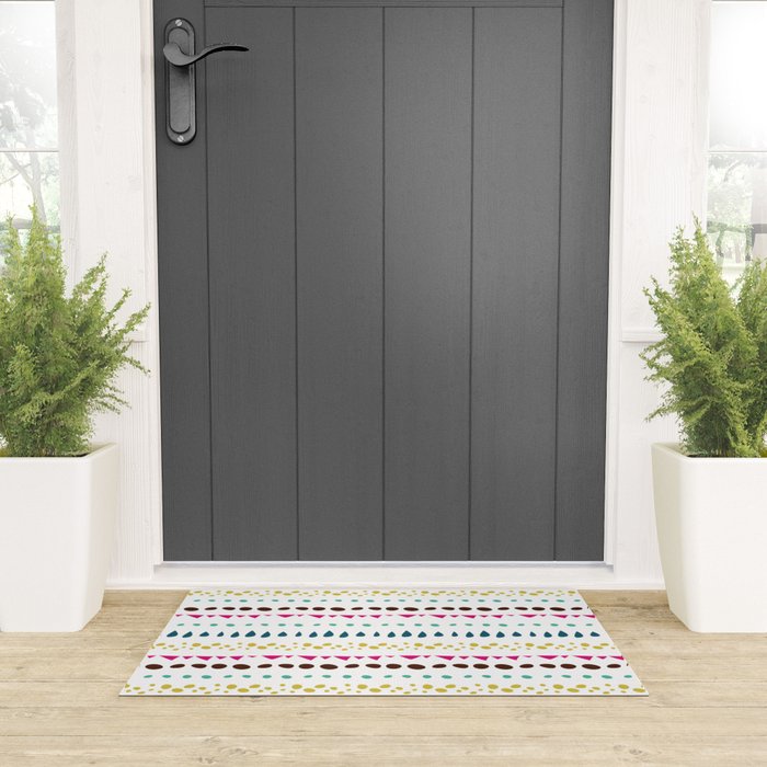 Modern colorful pink orange polka dots stripes patterns Welcome Mat Gallery Image 3
