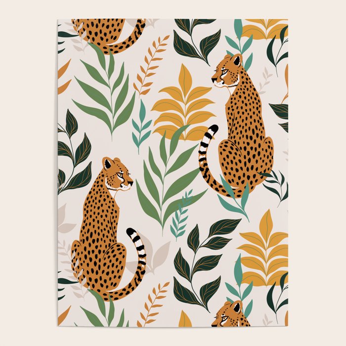 Spring Cheetah Pattern I - Green and Yellow Poster Gallery Image 1