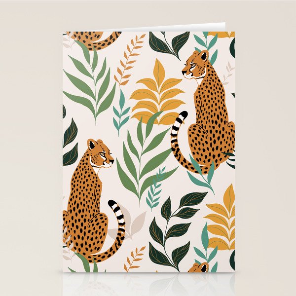 Spring Cheetah Pattern I - Green and Yellow Stationery Card Gallery Image 2