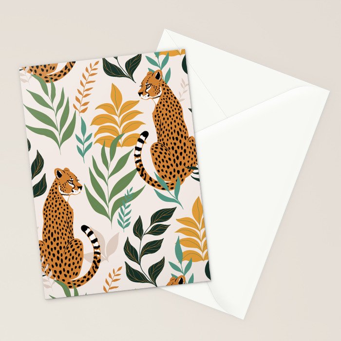 Spring Cheetah Pattern I - Green and Yellow Stationery Card Gallery Image 2