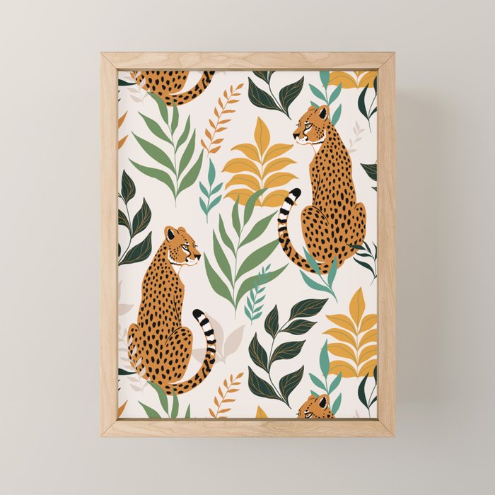 Spring Cheetah Pattern I - Green and Yellow Mini Art Print Gallery Image 1