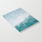 Immersed in a Wave - Aqua Teal Turquoise Denim Blue Surfer Abstract Nature Ocean Painting Art Print Notebook Gallery Image 2