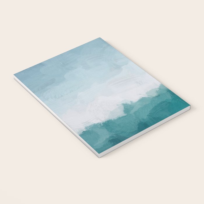 Immersed in a Wave - Aqua Teal Turquoise Denim Blue Surfer Abstract Nature Ocean Painting Art Print Notebook Gallery Image 3