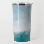 Immersed in a Wave - Aqua Teal Turquoise Denim Blue Surfer Abstract Nature Ocean Painting Art Print Travel Mug Gallery Image 1
