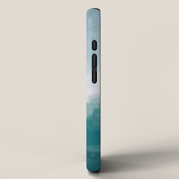 Immersed in a Wave - Aqua Teal Turquoise Denim Blue Surfer Abstract Nature Ocean Painting Art Print iPhone Case Gallery Image 2