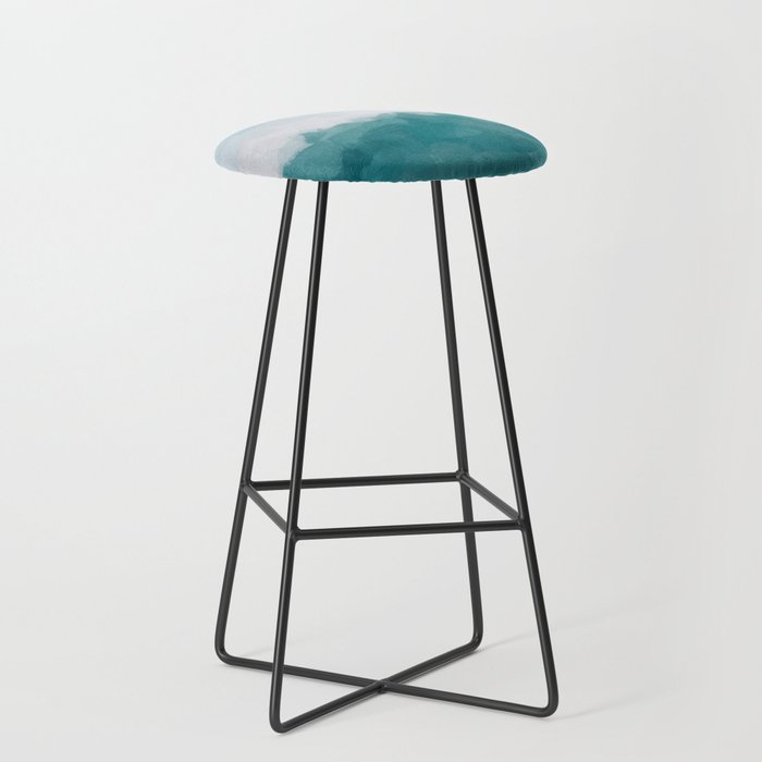 Immersed in a Wave - Aqua Teal Turquoise Denim Blue Surfer Abstract Nature Ocean Painting Art Print Stool Gallery Image 1