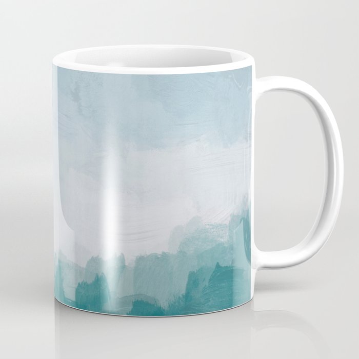 Immersed in a Wave - Aqua Teal Turquoise Denim Blue Surfer Abstract Nature Ocean Painting Art Print Coffee Mug Gallery Image 1
